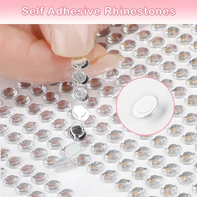 Clear Rhinestones Stickers, 2100pcs Self Adhesive Rhinestones for Face, Bling Jewel Stickers, Crystal Gem Stickers for Crafts, Makeup, Face, Hair, Assorted Size…