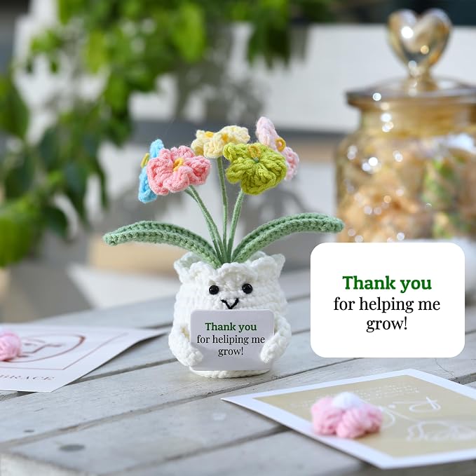 Back to School Teacher Gifts, Helping Me Grow Crochet Flower Pot