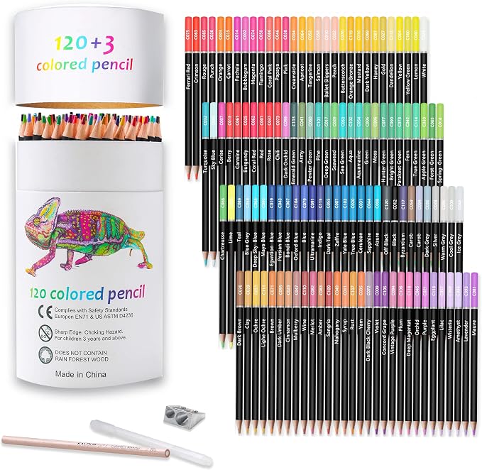KALOUR Premium Colored Pencils,Set of 120 Colors,Artists Soft Core with Vibrant Color,Ideal for Drawing Sketching Shading,Coloring Pencils for Adults Beginners