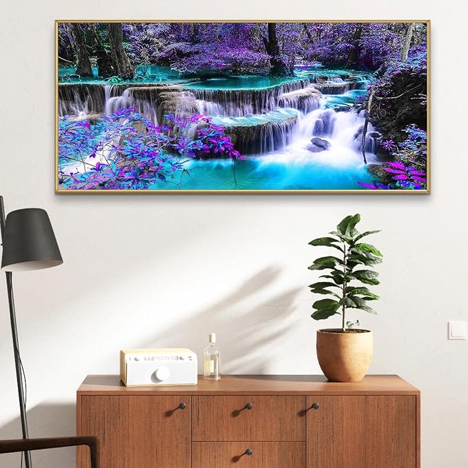YALKIN Paint by Number for Adult Kits, DIY Landscape River Oil Acrylic Painting Kits for Adults Beginners on Canvas for Home Wall Decor Gifts 40x90CM/15.8x35.4in (No Frame)