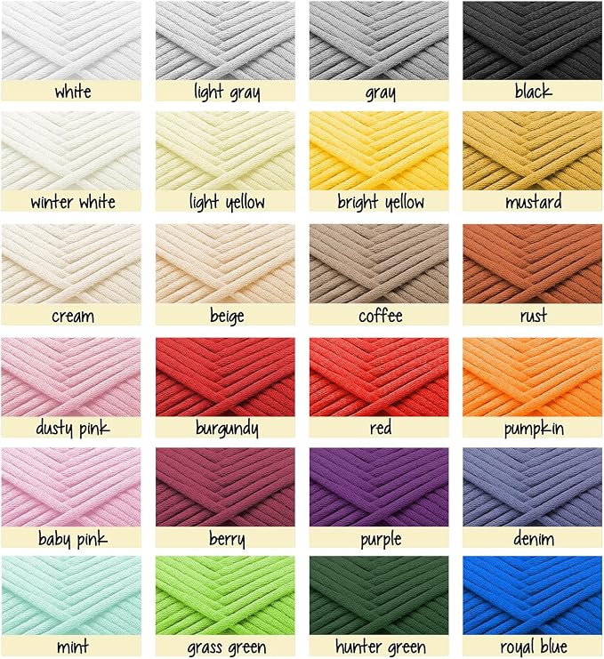 Soft Yarn for Crocheting – Crochet & Knitting Yarn, Beginner Yarn with Easy-to-See Stitches, 24 x 50g - 2400 Yards Amigurumi Yarn, Cotton-Nylon Blend Tshirt Yarn for Crocheting, Worsted Weight Yarn 4