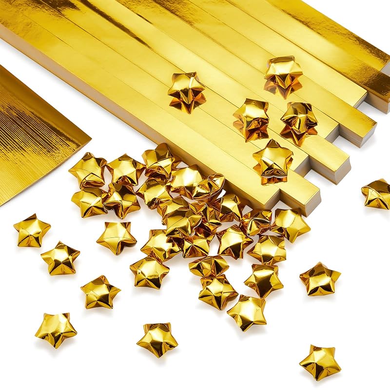 Kigeli 1000 Sheets Origami Star Paper Strips,Gold,Solid Style