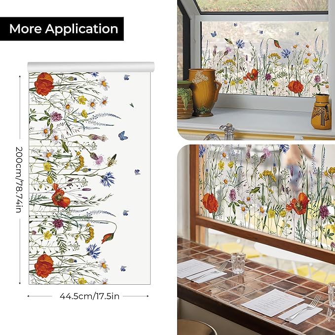 ADD.HERES Stained Glass Window Film, Static Cling Window Film,17.5 x 78.7in