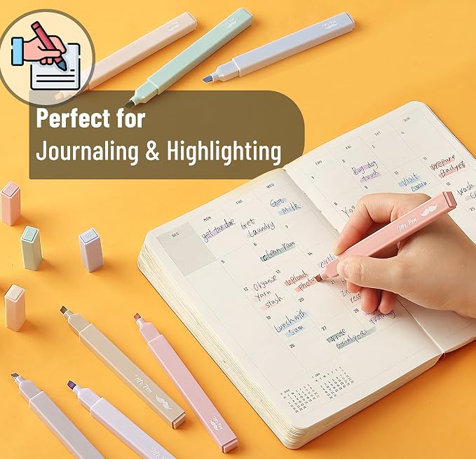 Mr. Pen- Aesthetic Highlighters, 16 pcs, Chisel Tip, Morandi Colors, No Bleed Bible Highlighter Pastel, Assorted Colors, Cute (Pack of 2)