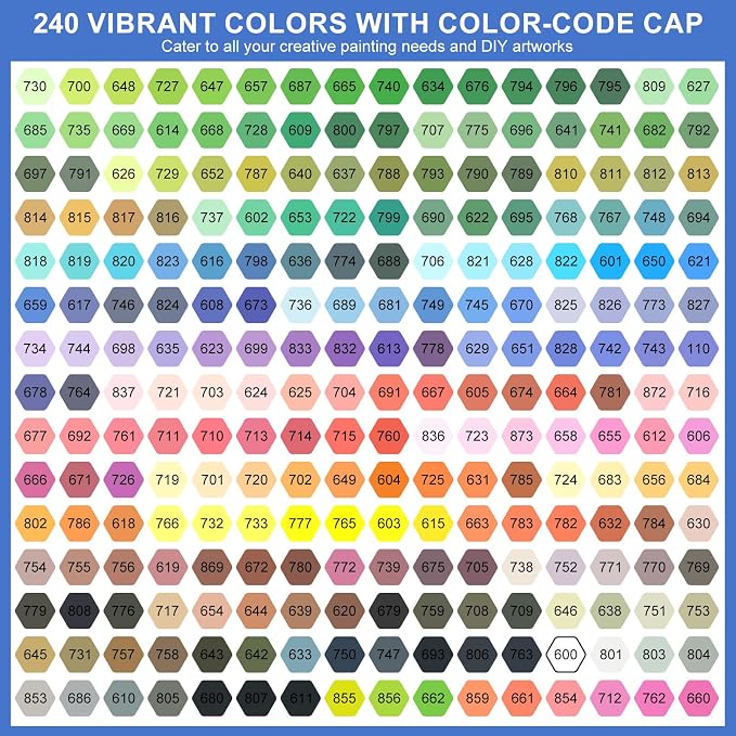 Amamao 240 Colors Acrylic Paint Markers with Soft Brush Tip, Travel Case