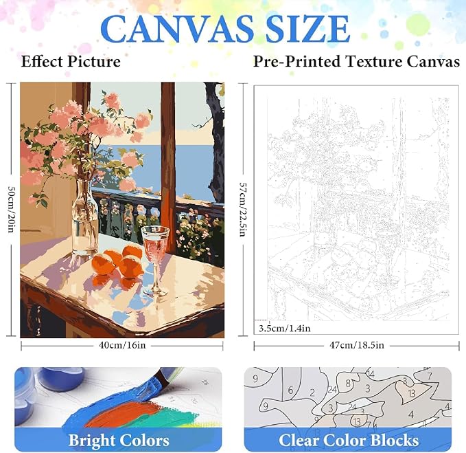 ZRIZQ Paint by Numbers Kit for Adults Beginner,Flowers Landscape,16x20