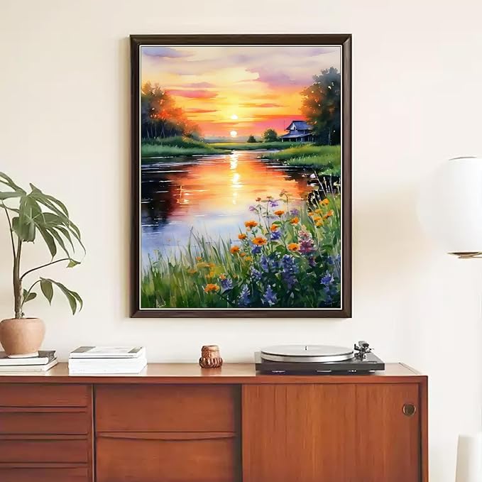 Yunruily Paint by Numbers Kits for Adults - Landscape Paint by Numbers for Adults Canvas,Sunset Paint by Number Adult for Gifts Home Wall Decor 16x20inch