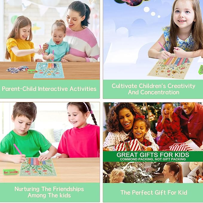 ICYANART 4 Pack Diamond Art Painting Kits for Kids Ages 6-8-12 6x6Inch | Small Diamond Art for Kids, Book Gem Art Kit for Kids, Easy Arts and Crafts for Kids Ages 8-12 (no Frame)