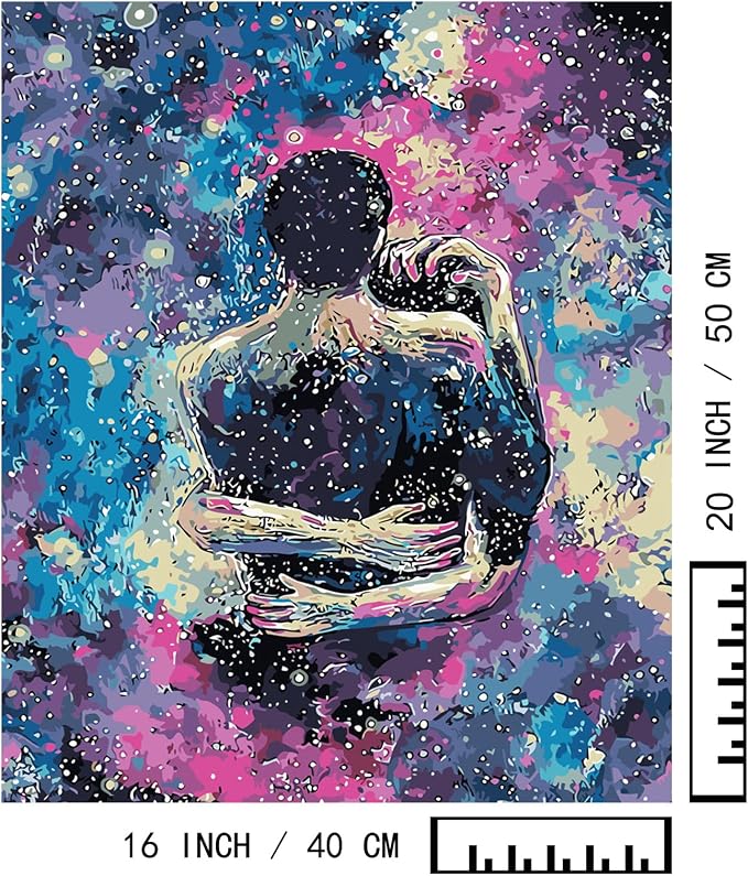BAISITE Paint by Numbers Kit for Adults Beginners,16" Wx20 L Canvas for Painting Kits for Adults in Colorful Box-Cosmic Hug 8217