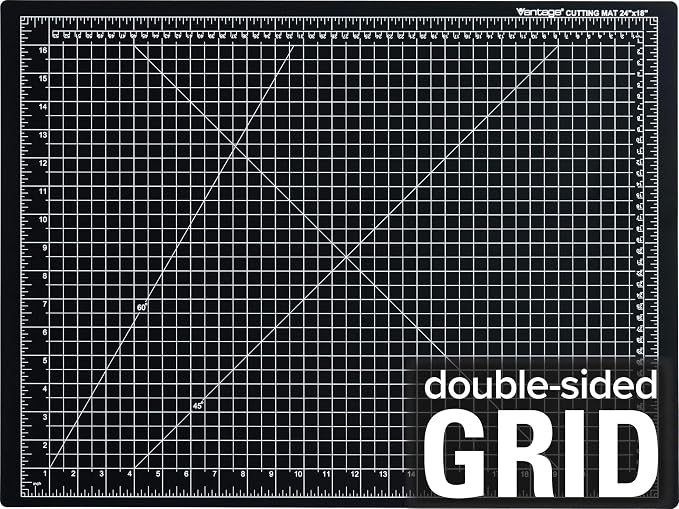 Dahle Vantage 10792 Double-Sided Premium Self-Healing Cutting Mat, 18"x24", 1/2" Grid, 5 Layers for Max Healing, Perfect for Crafts & Sewing, Black