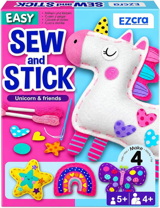 EZCRA Unicorn Sewing Kit for Kids Ages 4-8 - 4 Beginner Projects
