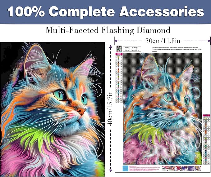 ijbnhd Cat Diamond Art Kits for Adults, Diamond Painting 12X16in