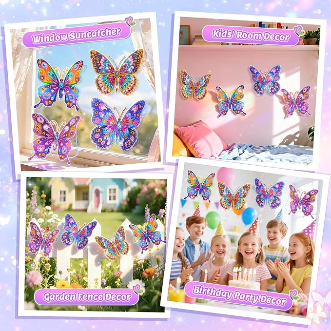 Diamond Painting Kit for Kids Butterfly Suncatcher Window Gem Art and Craft