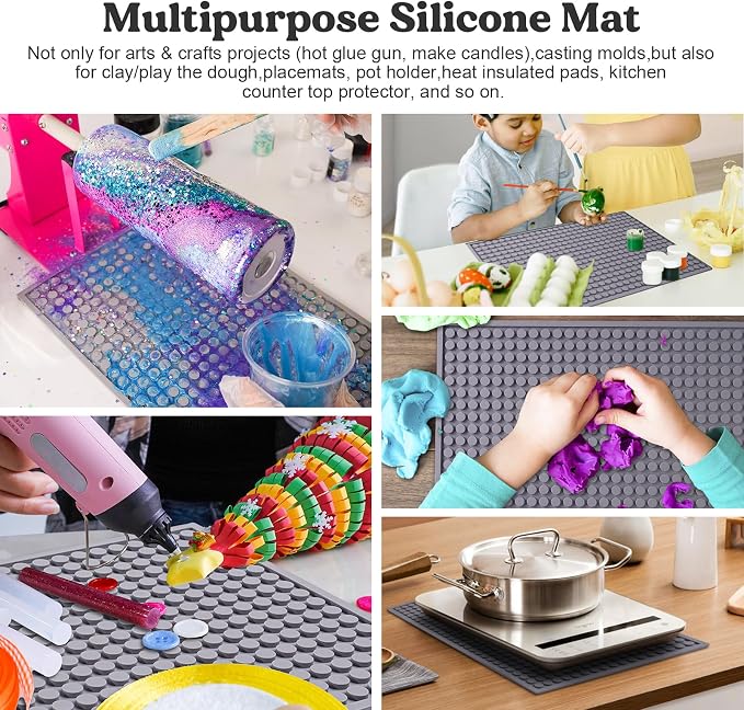 LET'S RESIN Resin Collector Mat, Easy Clean & Silicone Heat Resistant Mats 14.5'' x 9.4'', Non-Slip Multipurpose Thick Silicone Mats for Resin Molds, Epoxy Resin, Cup Turner, Kitchen Counter, Placemat