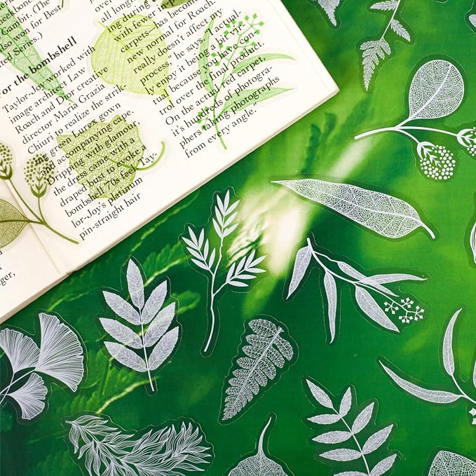 Doukado 120 Pcs Realistic Skeleton Leaf Stickers for Scrapbooking