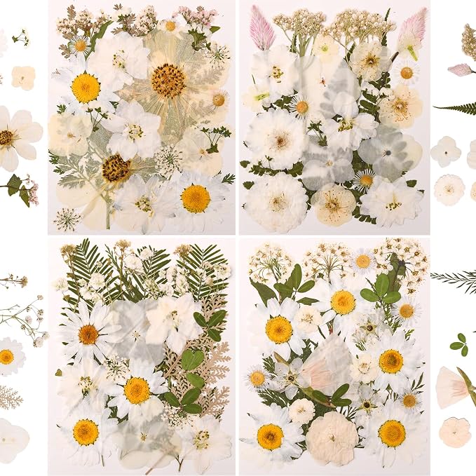 110+PCS Pressed Flowers for Resin, Colorful-i | Real Dried Flower Leaves, Resin Jewelry Making, Scrapbooking Crafts DIY, Soap Candles Making, Nails Décor