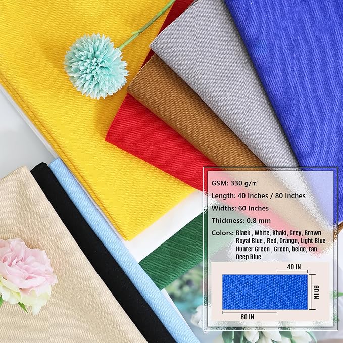 10oz Heavy Duty Cotton Canvas Fabric 60" x 80", Thick Cotton Duck Cloth for Painting, Sewing, Crafts, Tote Bags, Embroidery, Home Decor, Drop Cloth (Royal Blue)