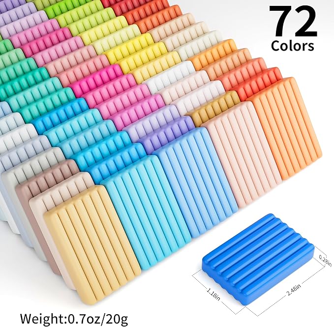 Aestd-ST Polymer Clay 72 Colors, Oven Bake Modeling Clay for Kids & Artists | Easy to Shape, Non-Sticky, Colorful, Portable Storage Box, 20 Sculpting Tools, Accessories, DIY Starter Kit for Kids & Adults