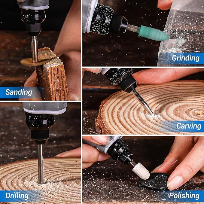 Mini Cordless Rotary Tool:DEKOPRO 3.7V Rotary Tool Variable Speed Display with Type-C Charging, Power Rotary Tool with 70 Accessories for Sanding, Engraving, Polishing, Drilling, Cutting, DIY (Blue)