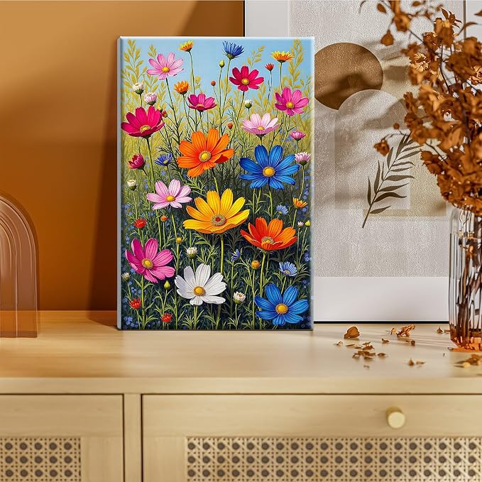 YOYA Framed Paint by Numbers Kit for Adults, Flowers, 8x12 Inch