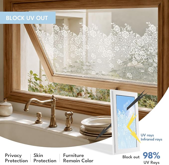 ADD.HERES Stained Glass Window Film, Window Film Decorative, 17.5 x 78.7 in