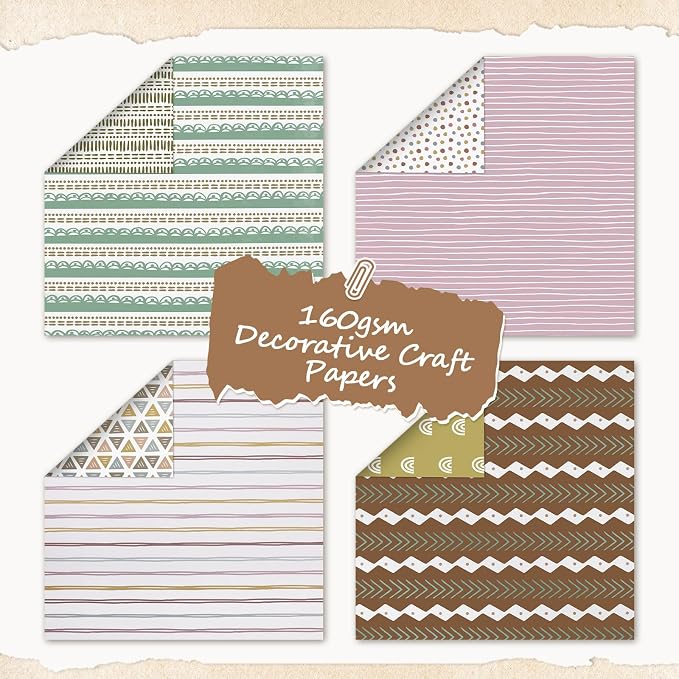 24 Sheets Scrapbook Paper 12x12 IN Double-Sided Bohemian Craft Paper
