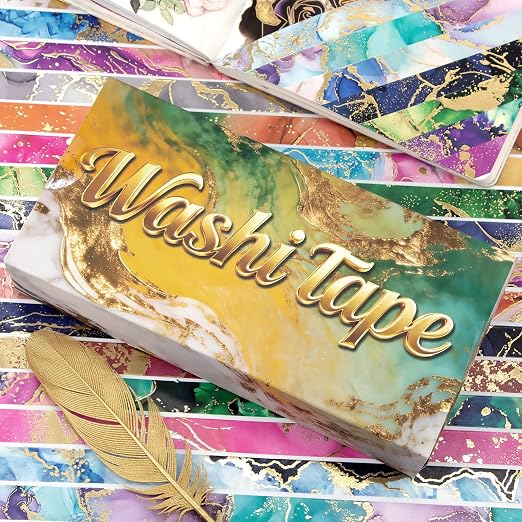 NANYNNU Gold Washi Tape Set - 24 Rolls Metallic Foil Marbling Washi Tape, Decorative Washi Tapes for Junk Journal Supplies, Bullet Journal Supplies, DIY Crafts, Scrapbooking, School Supplies