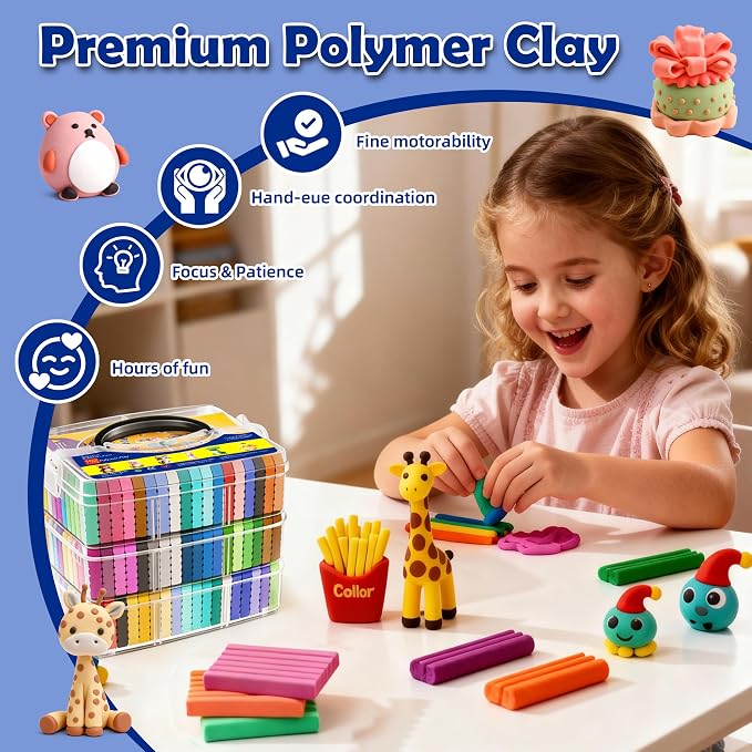 Artpar Polymer Clay Kit,102 Colors Modeling Clay for Kids,Oven Bake Clay | Molding Clay Set With Sculpting Tools Jewelry Accessories,Safe & Non-Toxic,DIY Arts and Crafts Gifts for Children & Adults