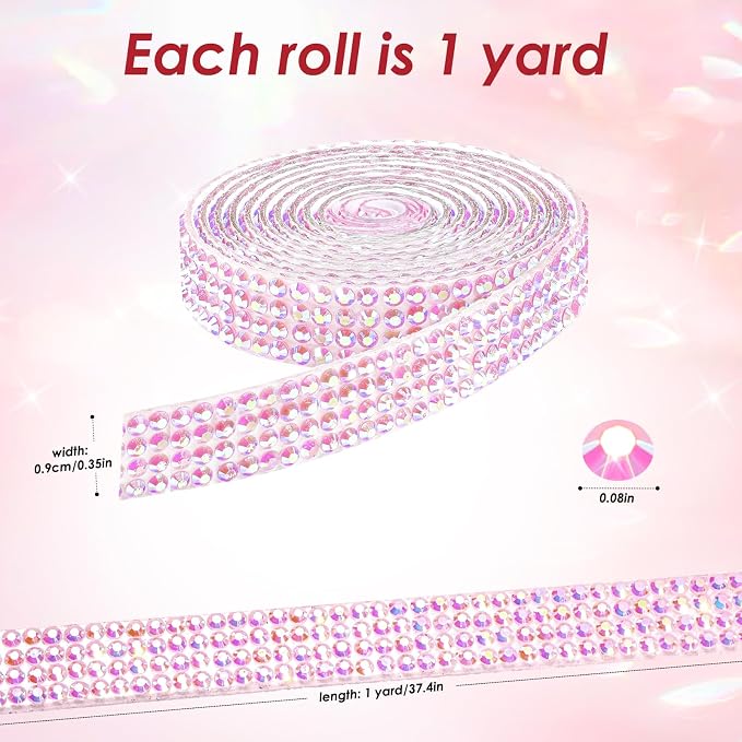 Rhinestone Ribbon Self Adhesive Crystal Rhinestones, 12-Rolls Bedazzling Strips, 12-Yard Rhinestone Strips for DIY Craft, Bedazzling Kit for DIY Craft, Rhinestones for Crafting Art Decoration