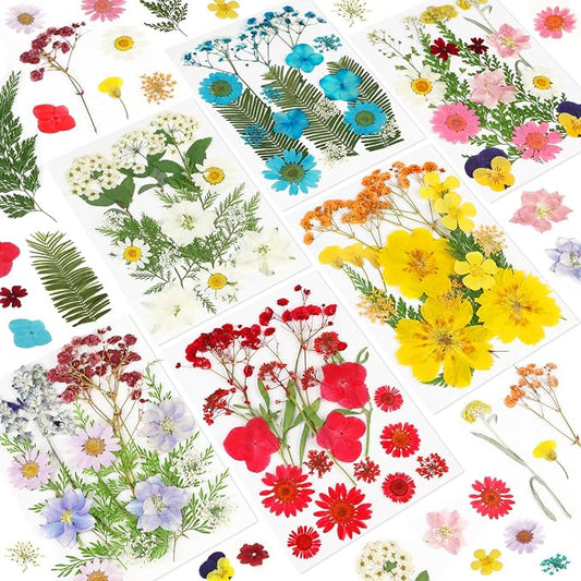 NESCCI Dried Pressed Flowers for Resin, 103pcs Real Nature Dried Flowers for Crafts Bulk Dry Flowers Leaves Kit Used for Resin Molds Scrapbooking DIY Art Crafts Candle Soap Making Nails Décor