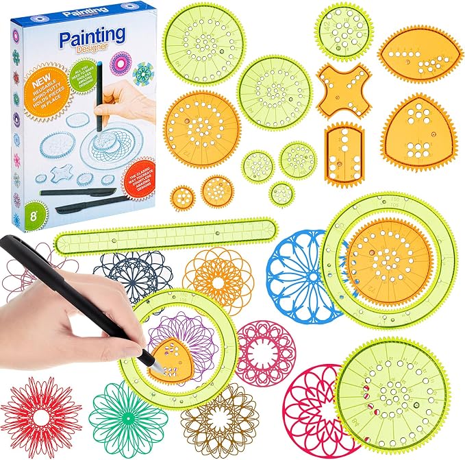 Chivao Spiral Art Kit Circle Stencils Drawing Tool Geometric Ruler,Vivid