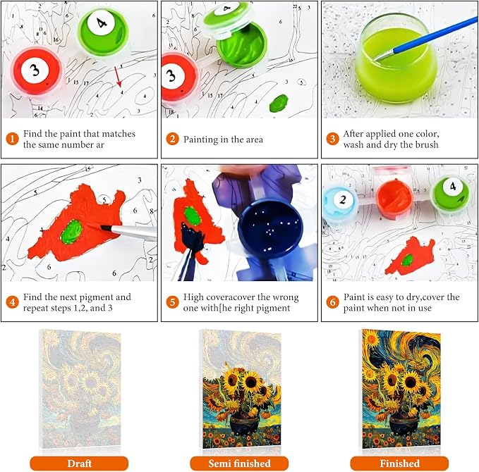 Fountor Moon Paint by Numbers Kit for Adults Beginner 16x20 Inch | DIY Acrylic Painting by Numbers Lighthouse, Without Frame Canvas, Stress Relief Craft Kits, For Home Decor Gift