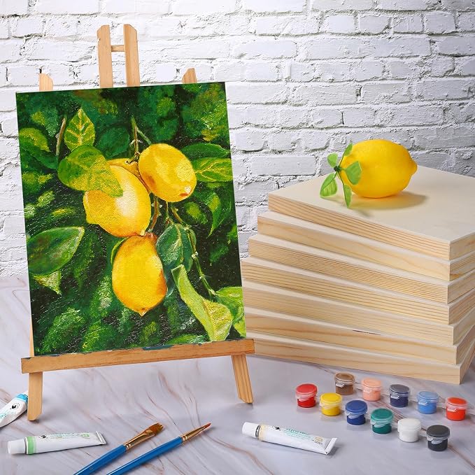 Aodaer 8 Pack Wood Panels 8 x 10 Inch Wooden Panels Canvas Unfinished Craft Wood Boards Panels for Art Crafts Acrylic and Oil Painting Pouring DIY Projects