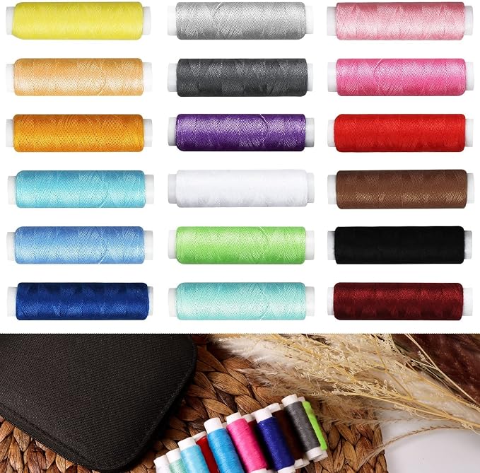 JUNING Sewing Kit with Case Portable Sewing Supplies for Mom Grandma Women Men Teen Girls Boys Home Traveler, Adults, Beginner, Emergency, Contains Thread, Scissors, Needles,Measuring Tape and More