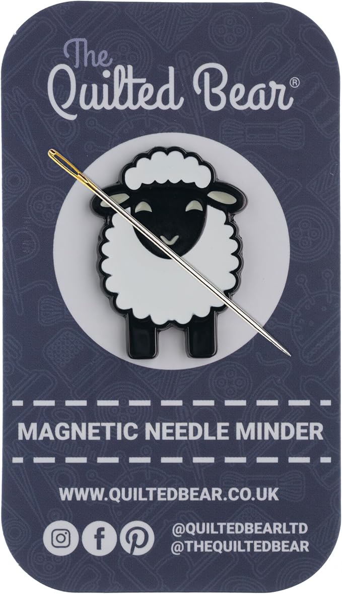 The Quilted Bear Magnetic Needle Minder, Sheep | Enamel Needle Keeper for Embroidery & Cross Stitch, Secure Holder for Sewing Needles & Pins, Strong Magnet, Sewing Accessory