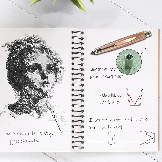 WSD Sketch Up 5.6mm Mechanical Pencil Mechanical Clutch with Built Sharpener (Gold)