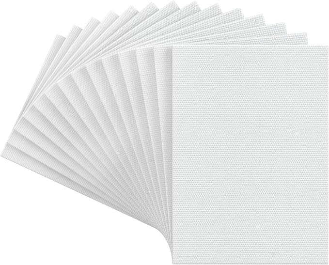 Arteza Canvas Boards for Painting, Pack of 14, 5 x 7 Inches, Blank White Canvas Panels, 100% Cotton, 12.3 oz Gesso-Primed, Art Supplies for Acrylic Pouring and Oil Painting