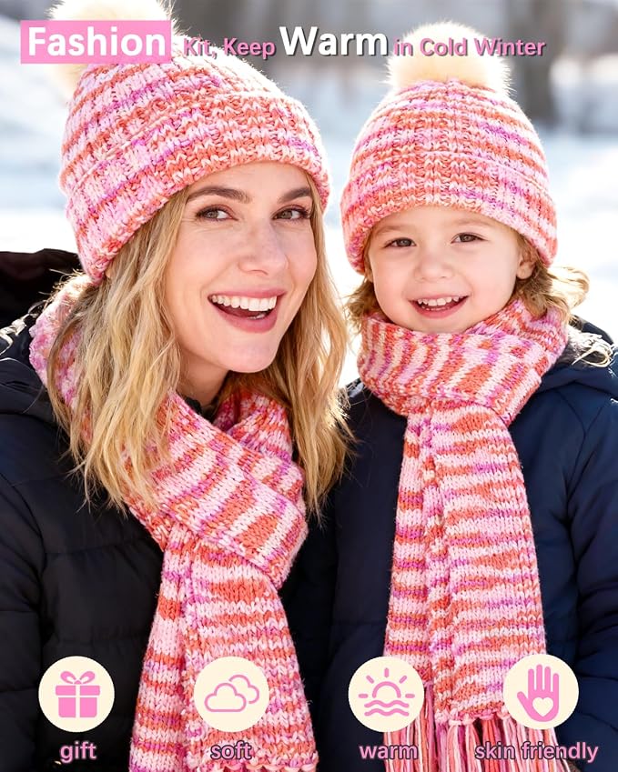 Katech Knitting Kit for Beginner- Beginners Knitting Kit for Adults Kids | Complete Hat, Scarf, Gloves Starter Knitting Kit with Step-by-Step Video Tutorials-Ideal Gift
