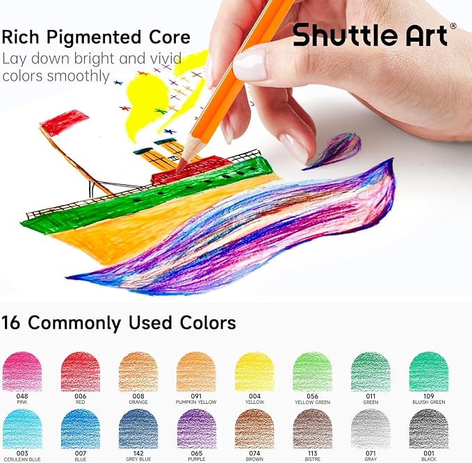 Shuttle Art 448 PCS Colored Pencils Bulk, 16 Colors, Pre-sharpened for Kids | Vibrant Colors, Break-Resistant, Bulk Pack Back to School Supplies for Teachers, Students, Classrooms