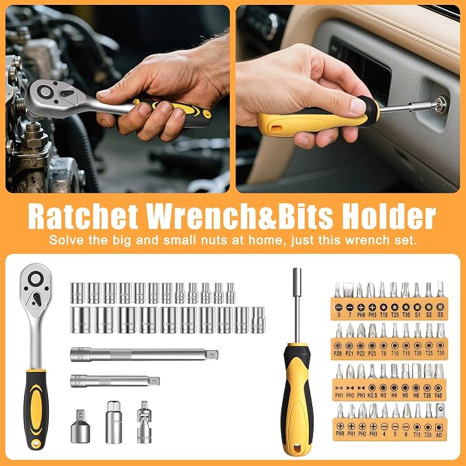 328 Piece Tool Kit for Home,Hand Repair Tool Set,Toolbox Storage Case with Drawer,General Household/Auto Tool Kit,Perfect for Homeowner, DIY, Handyman