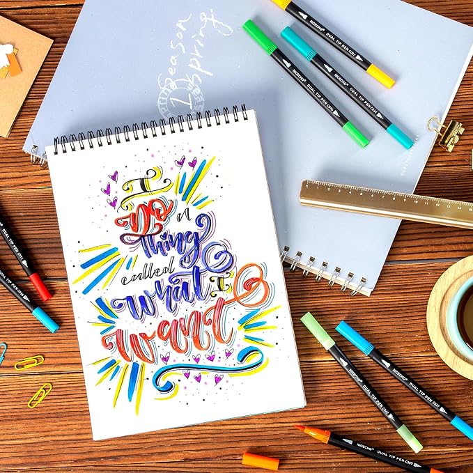Nicecho 72 Colors Dual Tip Art Markers Pens for Adult Coloring Books | Brush Tip + Fine Tip, Coloring Marker for Drawing Journaling Note Taking Lettering, Durable Case