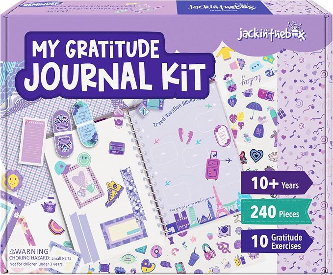 Jackinthebox Gratitude Journal Kit for 8-12 Year Old Girls, Craft Scrapbook