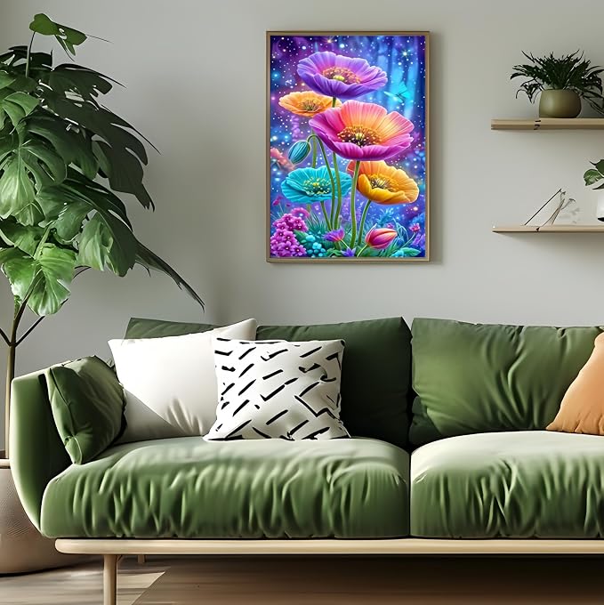 Diamond Art Kits for Adult,Dreamy Flower Diamond Painting Kit,11.8X15.8inch | 5D DIY Colorful Flower Paint by Diamonds,Relaxing Full Round Drill Dot Gem Art Painting Crafts for Home Wall Decor Beginners