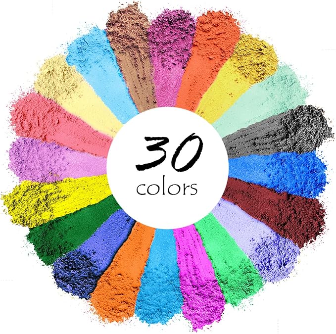 Mica Powder,30 Color Resin Pigment,Natural Cosmetic Grade Mica Powder | For Epoxy Resin/Bath Bombs/Candle/Soap/Lip Gloss/Slime.Soap Making Dye (30 Bag)