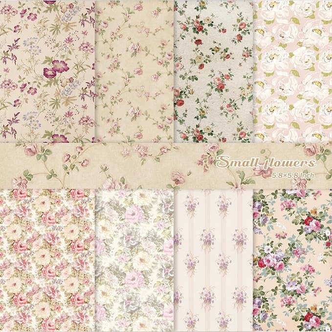 PRSTINCOL Scrapbook Paper,16 Sheets 5.8x5.8 Inch Vintage Floral Style Scrapbook Supplies,Single-Sided Vivid Origami Decoupage Paper for DIY Crafts, Card Making, Art Journaling