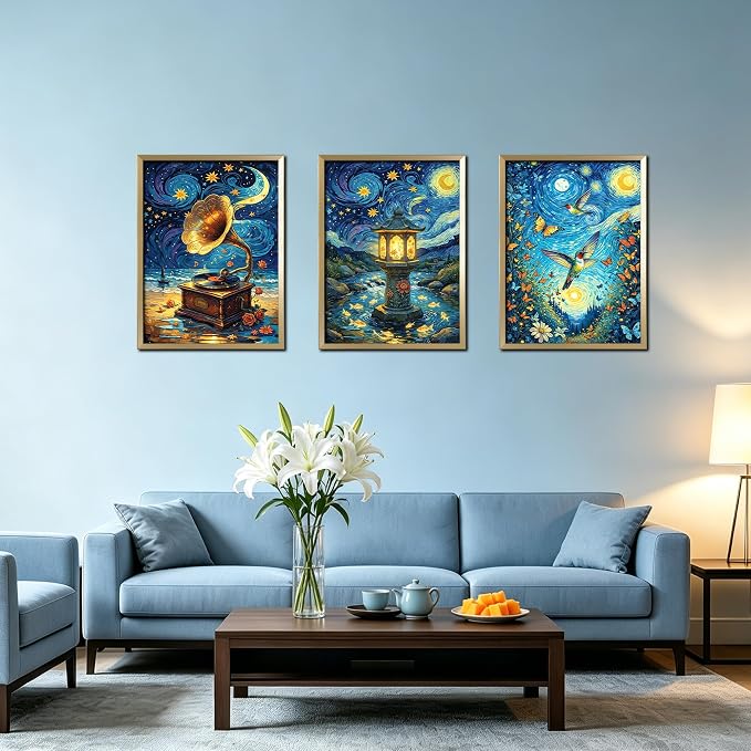 Leatrice 6 Pack Van Gogh Diamond Painting Kits for Adults 11.8x15.7 Inches