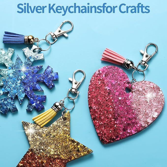 LEOBRO 240PCS Lobster Claw Clasps and Key Rings, Keychain Making kit, Keychains Clips and Key Chain Ring, for Key Chains, Jewelry Making, Art Crafts, Gold & Silver