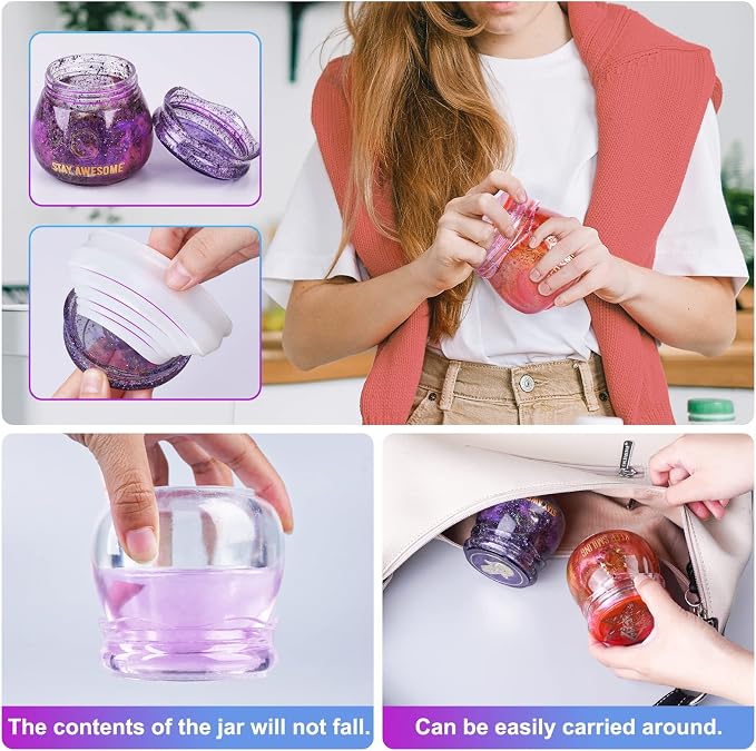 LET'S RESIN Pudding Jar Resin Molds with Lid, Epoxy Molds Silicone for Storage Bottle,Candle Holder,Candy Container, Epoxy Casting Craft,Flower Pot, Gifts