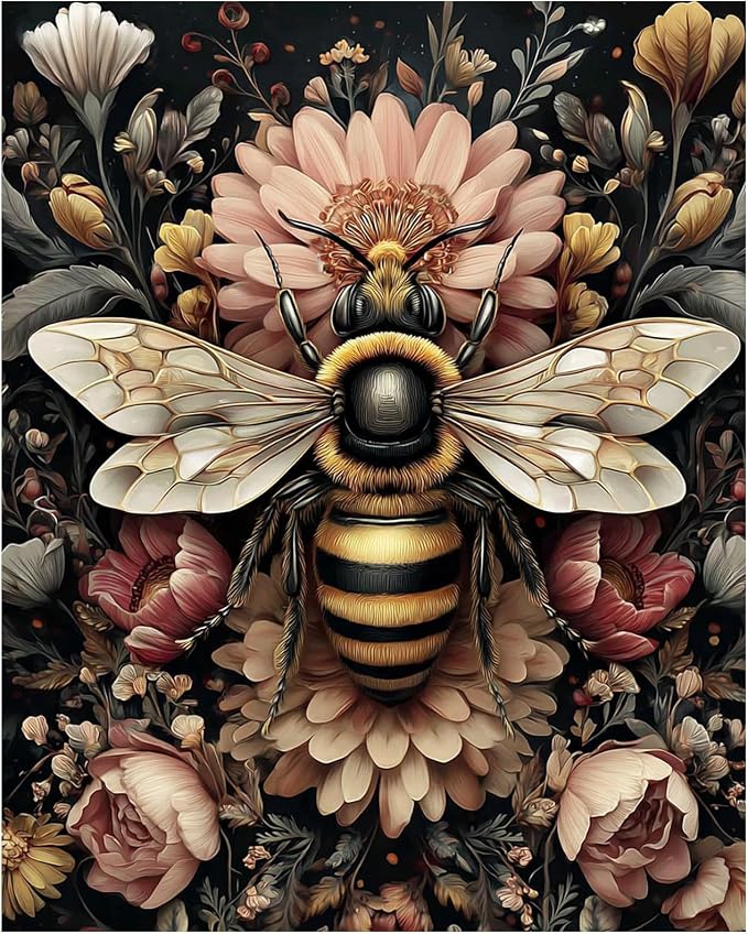 XTCIXAL Paint by Numbers Kit for Adults, Bee, 16X20 Inch | DIY Paint by Number for Adults Beginner, High-Definition Color Canvas, Stress Relief, Home Wall Decor, Gifts, Unframed