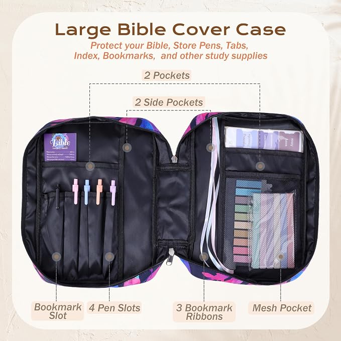 XKDOUS Bible Cover Case for Women Bible Bag Journaling Kit w/Study Supplies